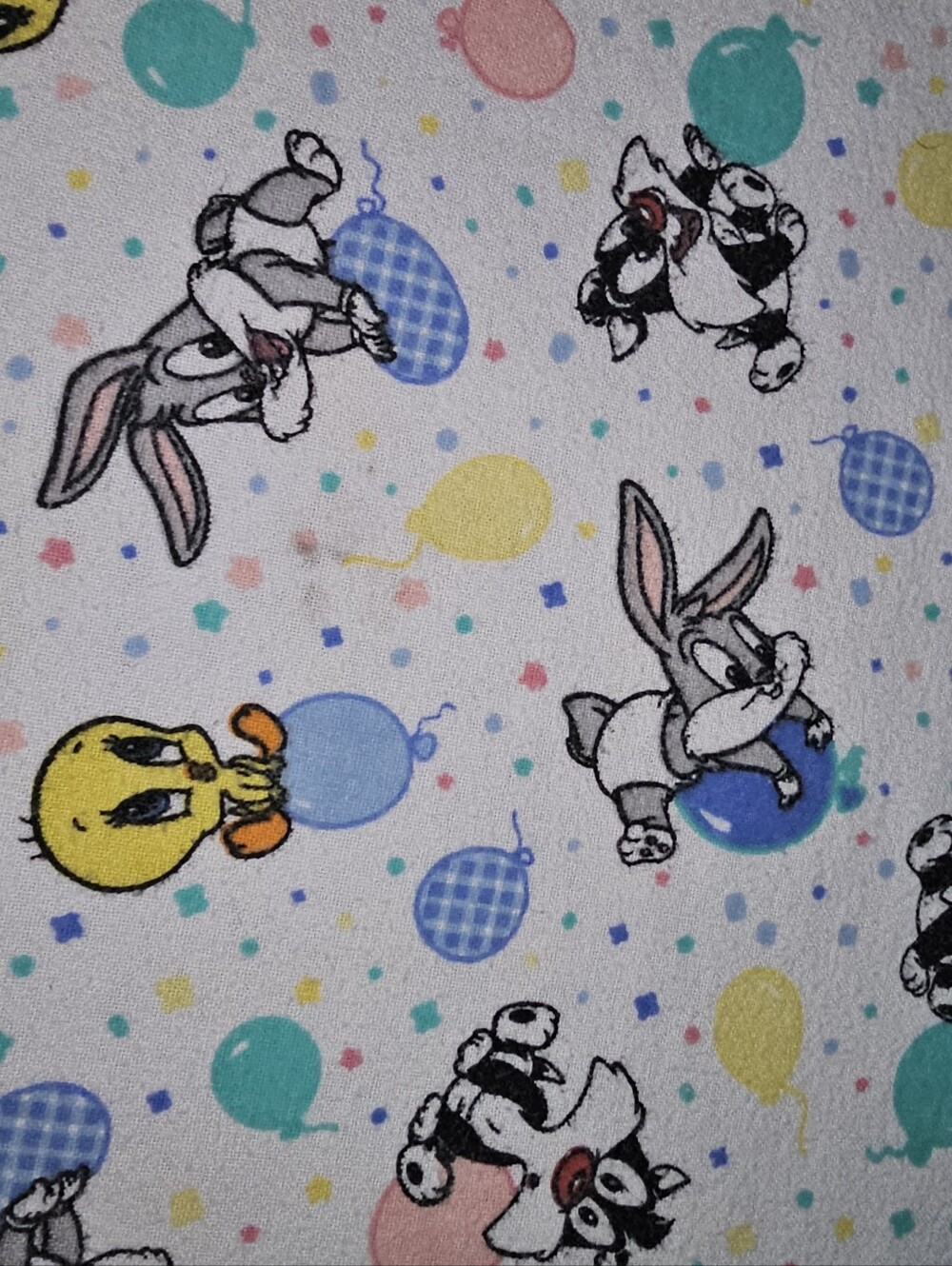 Looney Tunes Baby Blanket Balloons Cotton Flannel Receiving Blanket Vintage 90s - Picture 9 of 11